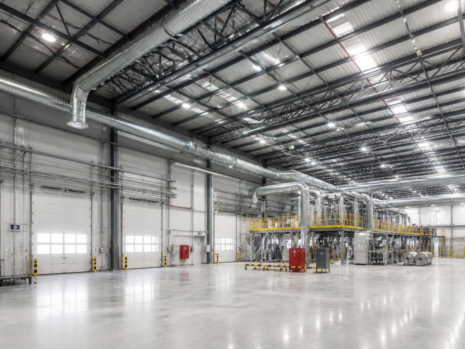 Productiehal met technische installaties