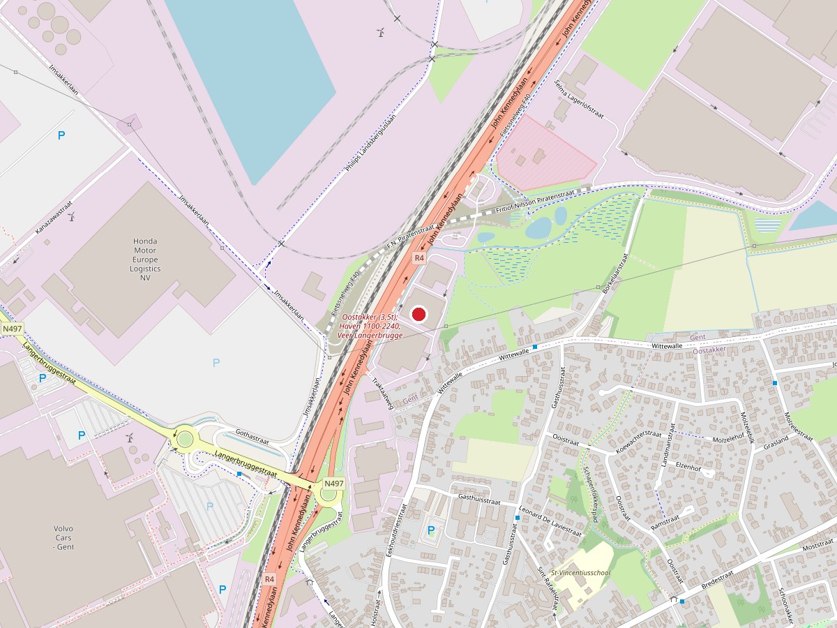 Kaart met de locatie van ATI aan de Traktaatweg 5 in 9000 Gent